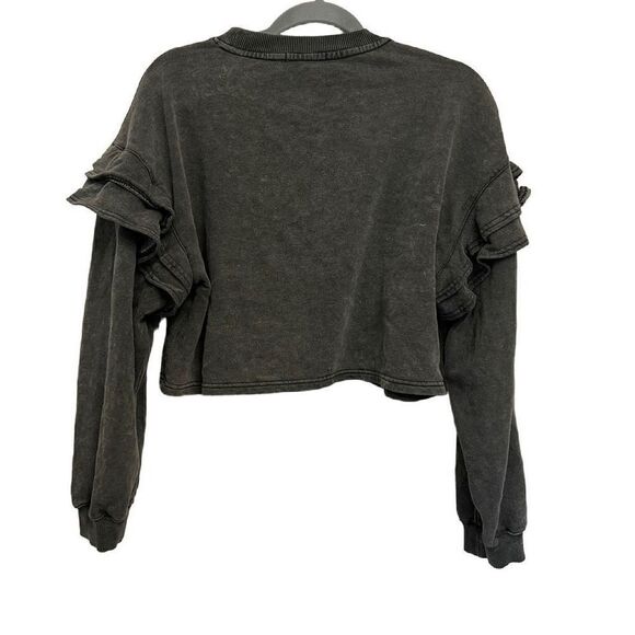 7 For All Mankind Gray Cropped Crewneck Sweater Size Small - Picture 2 of 5